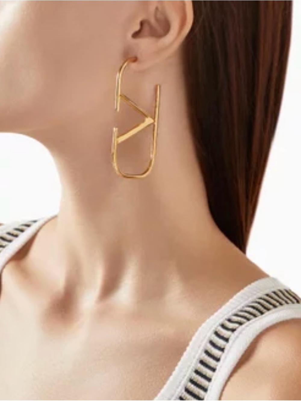 Valentino Gold Geometric Hook Earrings